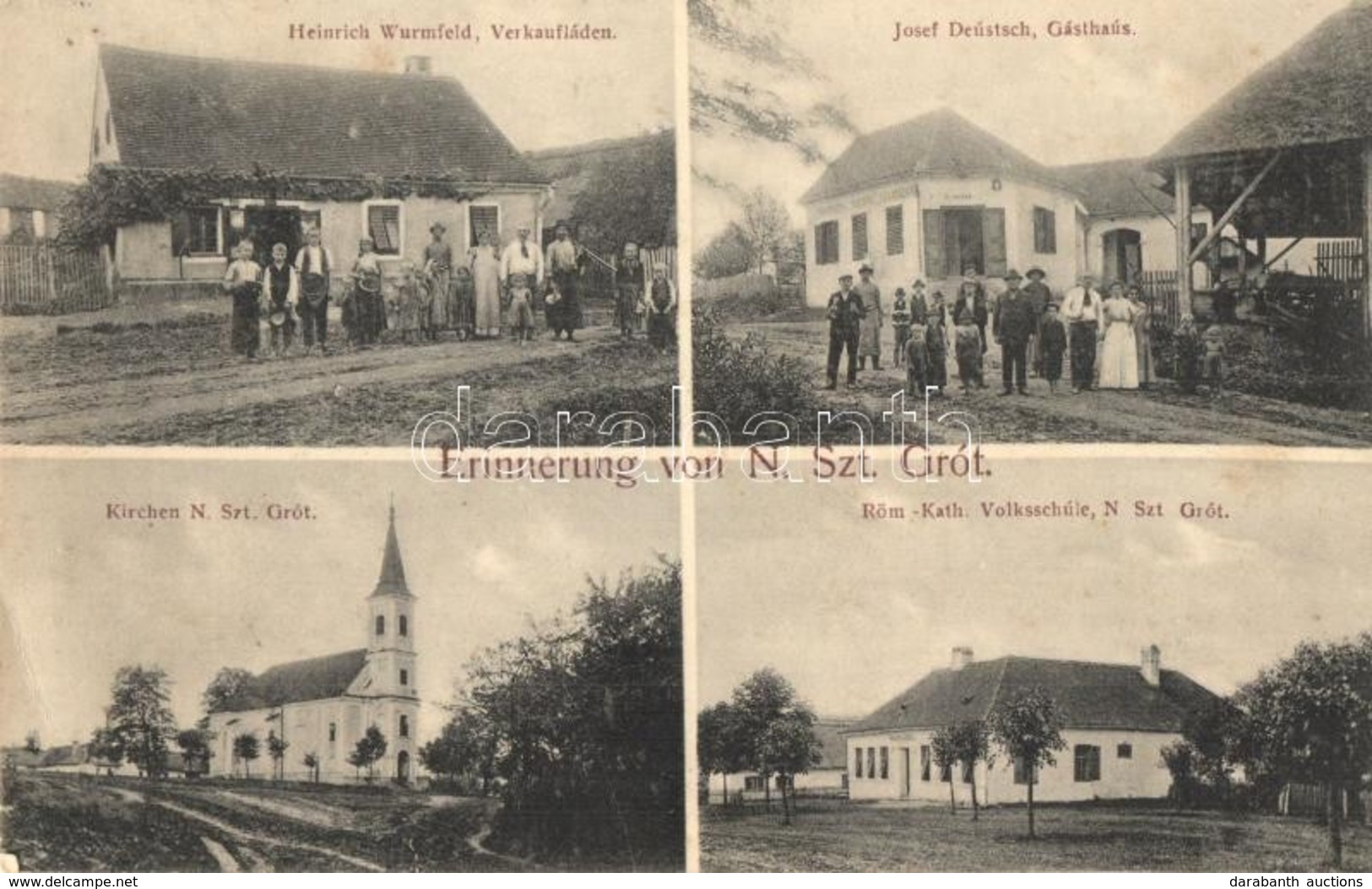 T2/T3 1912 Németszentgrót, Gerersdorf Bei Güssing (Sóskútfalu); Római Katolikus Iskola, Templom, Heinrich Wurmfeld üzlet - Unclassified