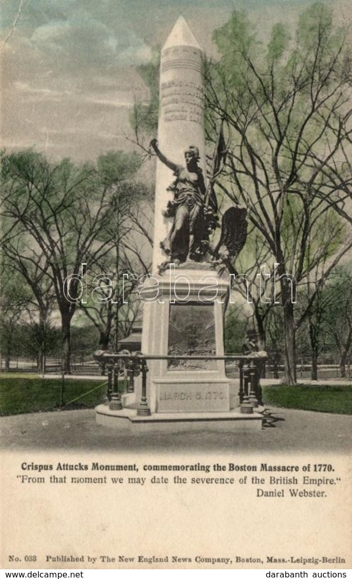 ** T2/T3 Boston, Massachusetts; Crispus Attucks Mounment, Commemorating The Boston Massacre Of 1770 (EK) - Sin Clasificación