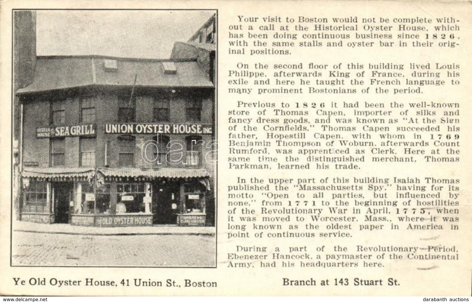 T2/T3 Boston, Massachusetts; Union Street, Old Oyster House, Advertisment - Ohne Zuordnung