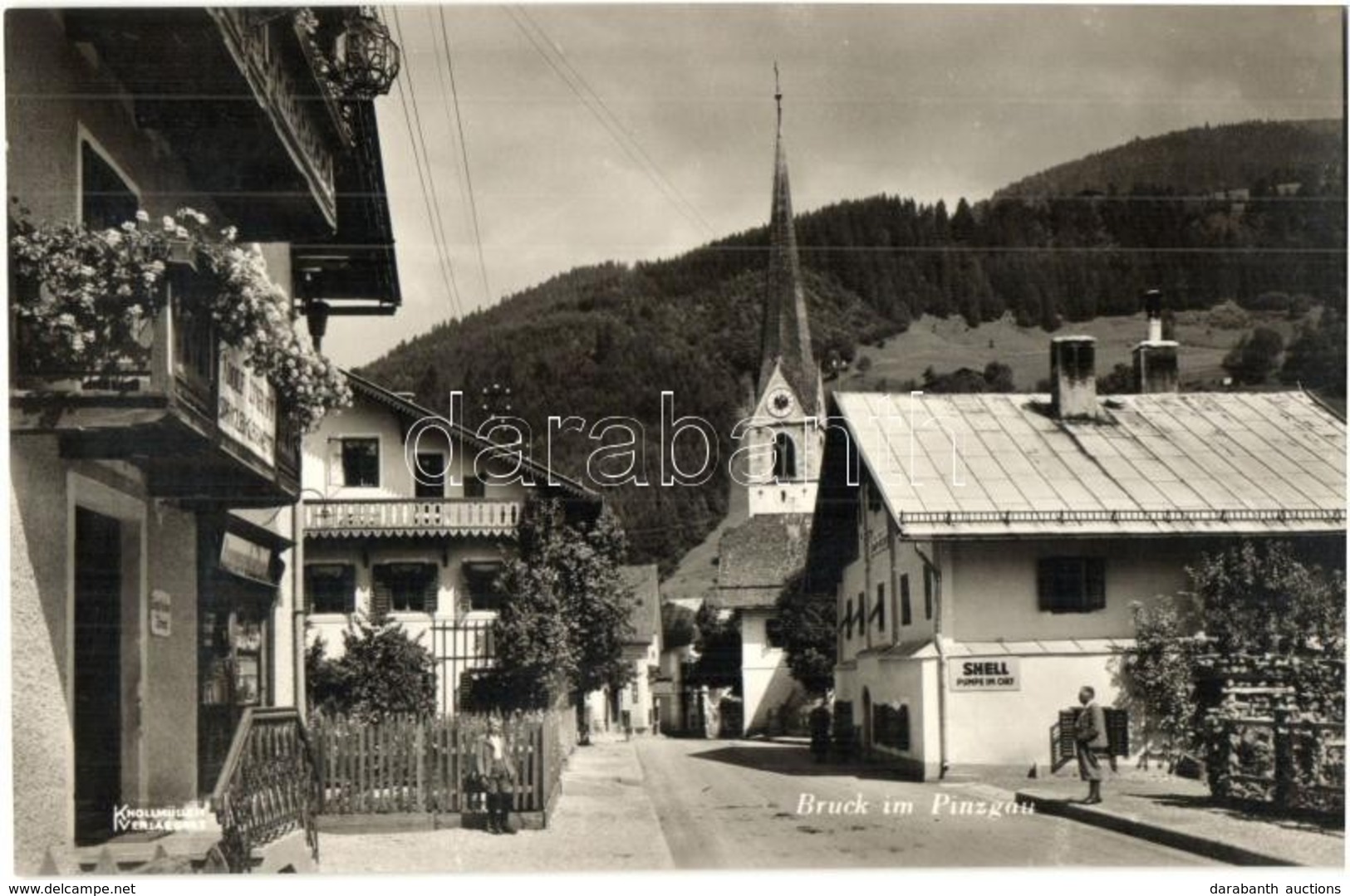 ** T1 Bruck Im Pinzgau (Bruck An Der Grossglocknerstrasse); Strassenbild, Kirche, Eisenwarenhandlung, Adolf Linhart Spän - Sin Clasificación