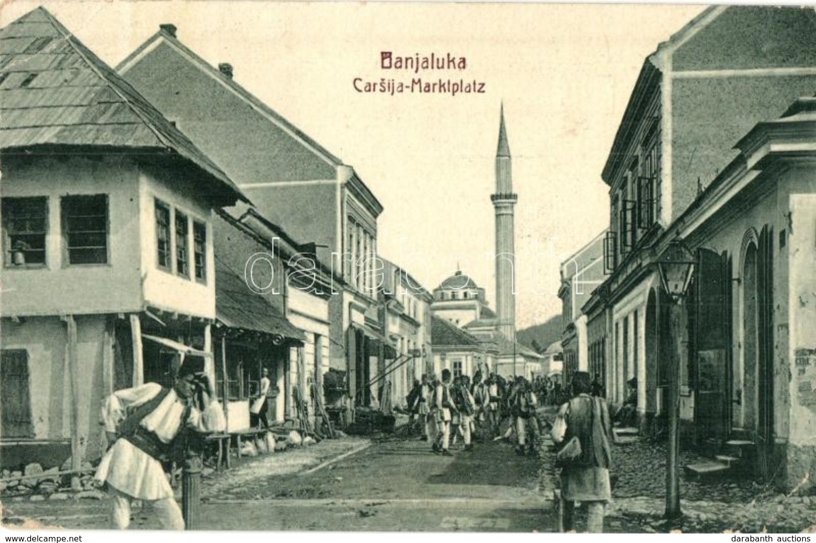 T3 Banja Luka, Banjaluka; Carsija / Marktplatz / Marketplace, Mosque, Traditional Costumes, Folklore. W. L. Bp. 1636. (E - Ohne Zuordnung