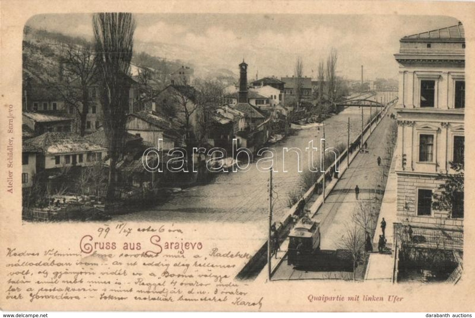 T2 1899 Sarajevo, Quaipartie Mt Linken Ufer / Quay, Tram - Sin Clasificación