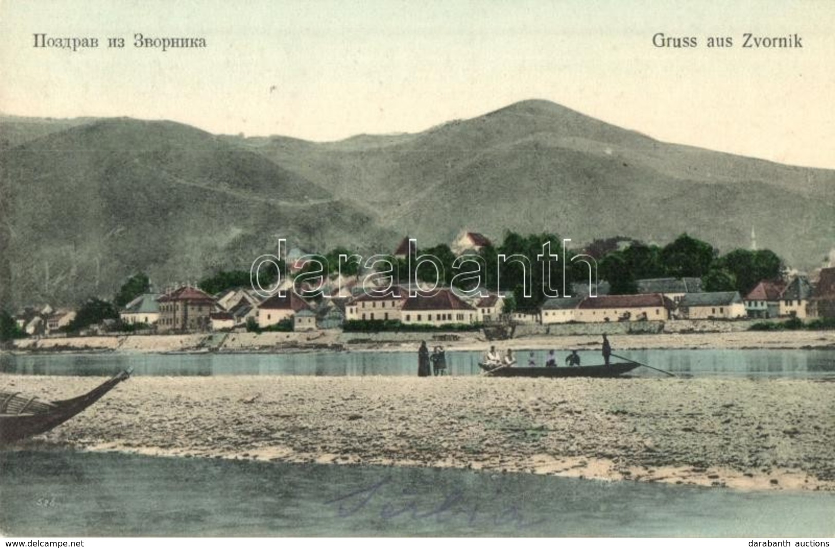 T2 1907 Zvornik, General View, Rowing Boat + K.u.K. Milit. Post. Zvornik - Ohne Zuordnung