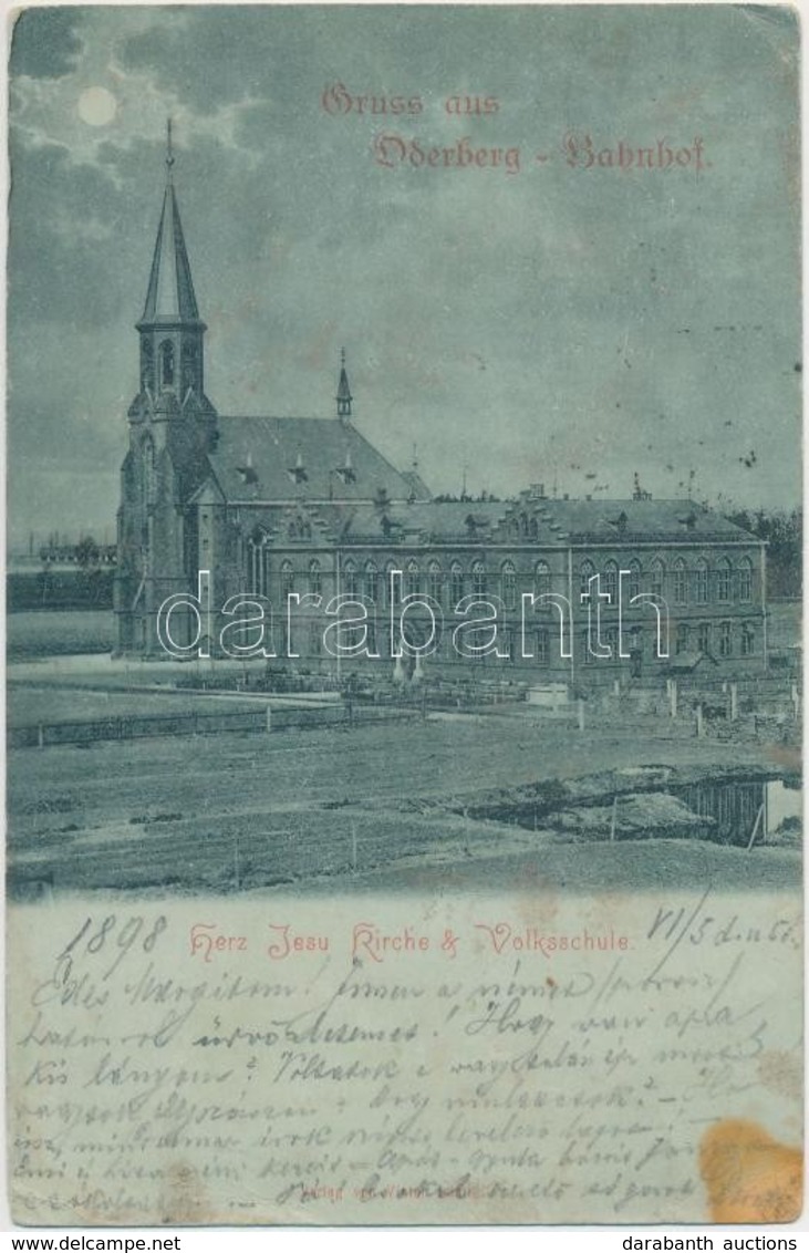 T3/T4 1898 Bohumín, Oderberg - Bahnhof; Herz Jesu Kirche & Volksschule / Church And School (fl) - Ohne Zuordnung