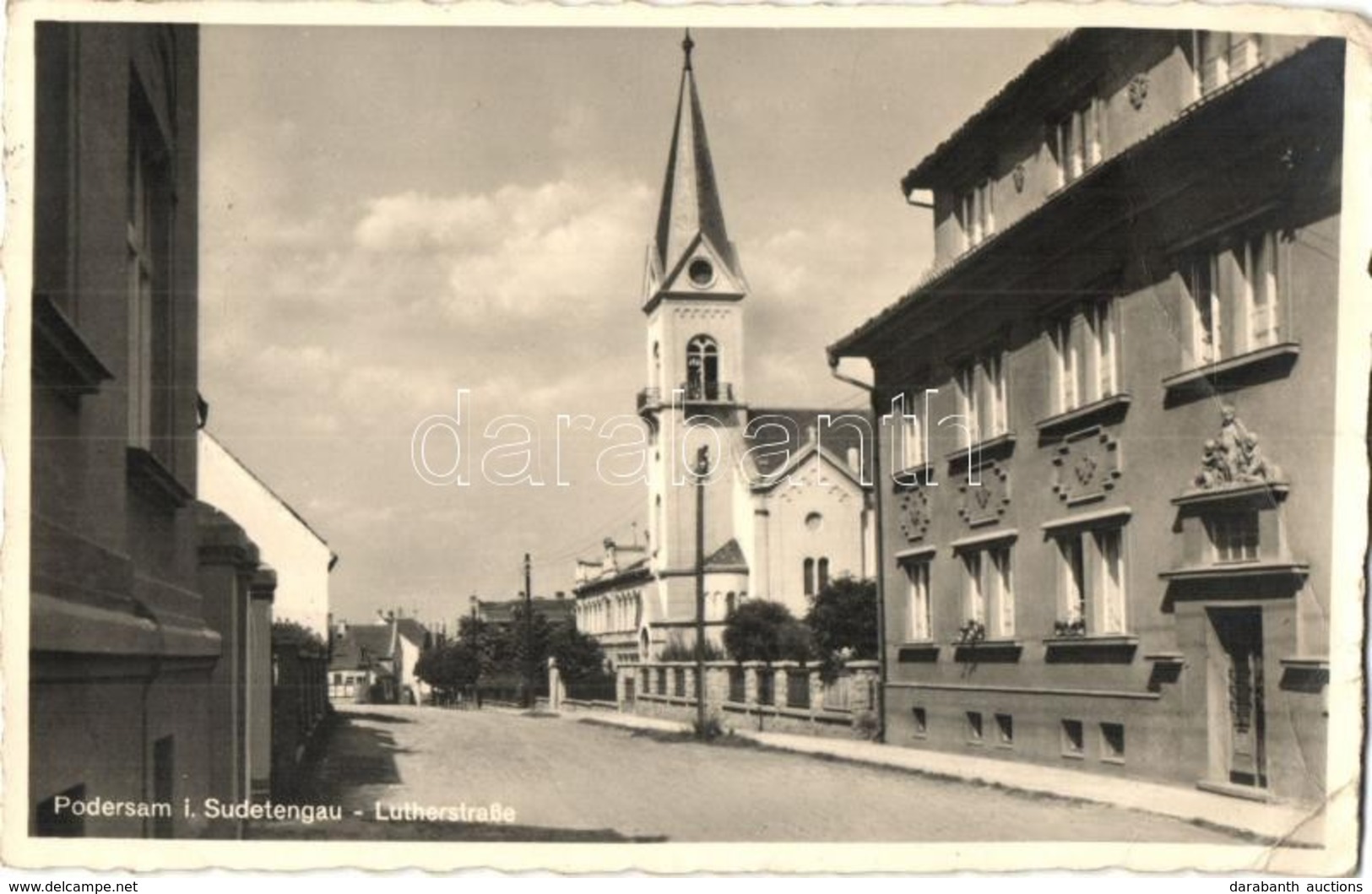 T2/T3 Podborany, Podersam (Sudetenland); Lutherstrasse / Street View, Lutheran Church (EK) - Ohne Zuordnung