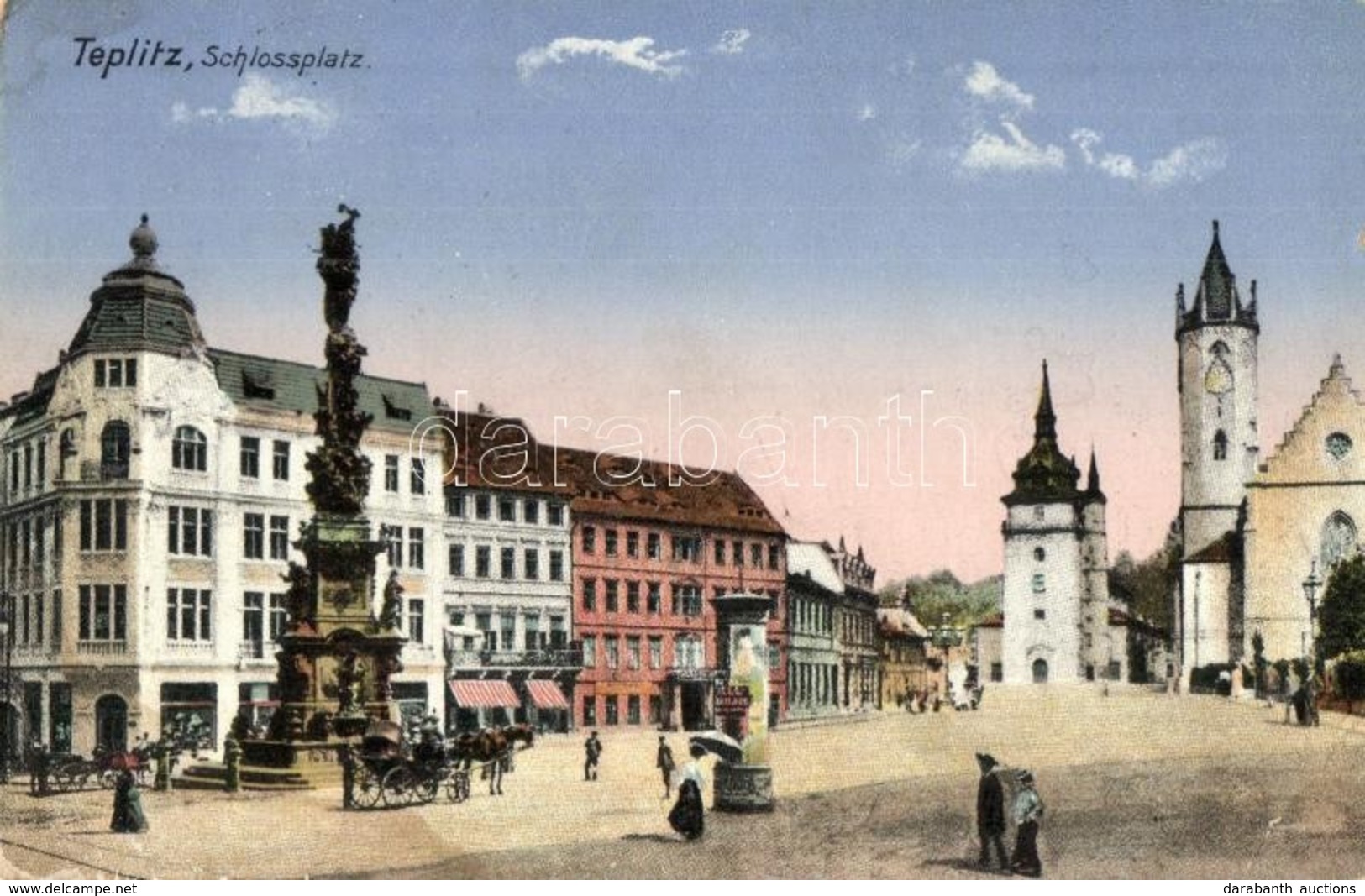 T2/T3 Teplice, Teplitz; Schlossplatz / Palace Square, Monument (EK) - Non Classés