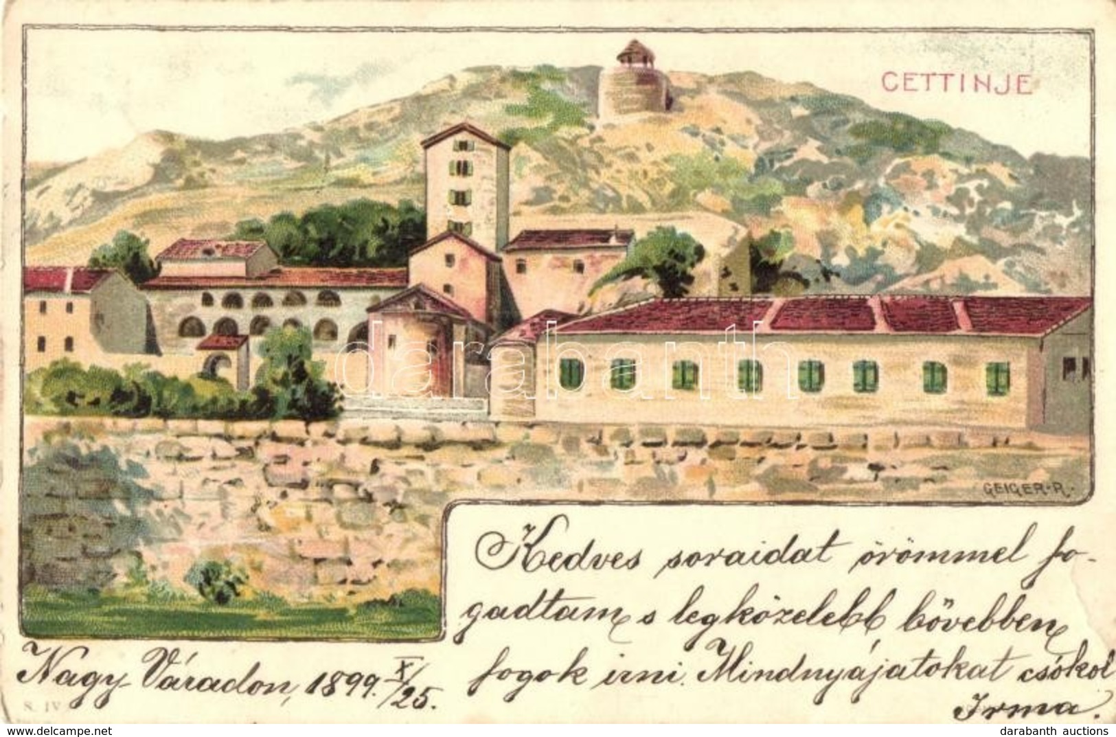T2/T3 1899 Cetinje, Cettigne; Monastery. Kosmos Kunstanstalt S. IV. Art Nouveau, Litho. S: Geiger R. (EK) - Unclassified