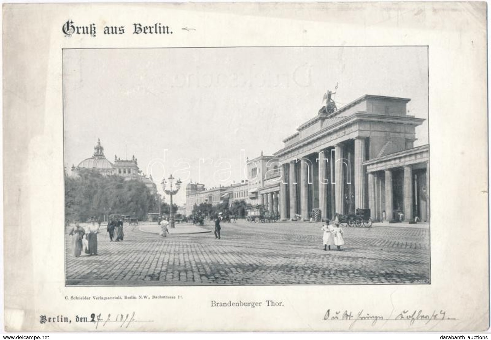 * T3 1899 Berlin, Brandenburger Tor; C. Schneider Verlanganstalt, Riesenpostkarte 26 × 18 Cm / Giant Postcard (winzige R - Ohne Zuordnung