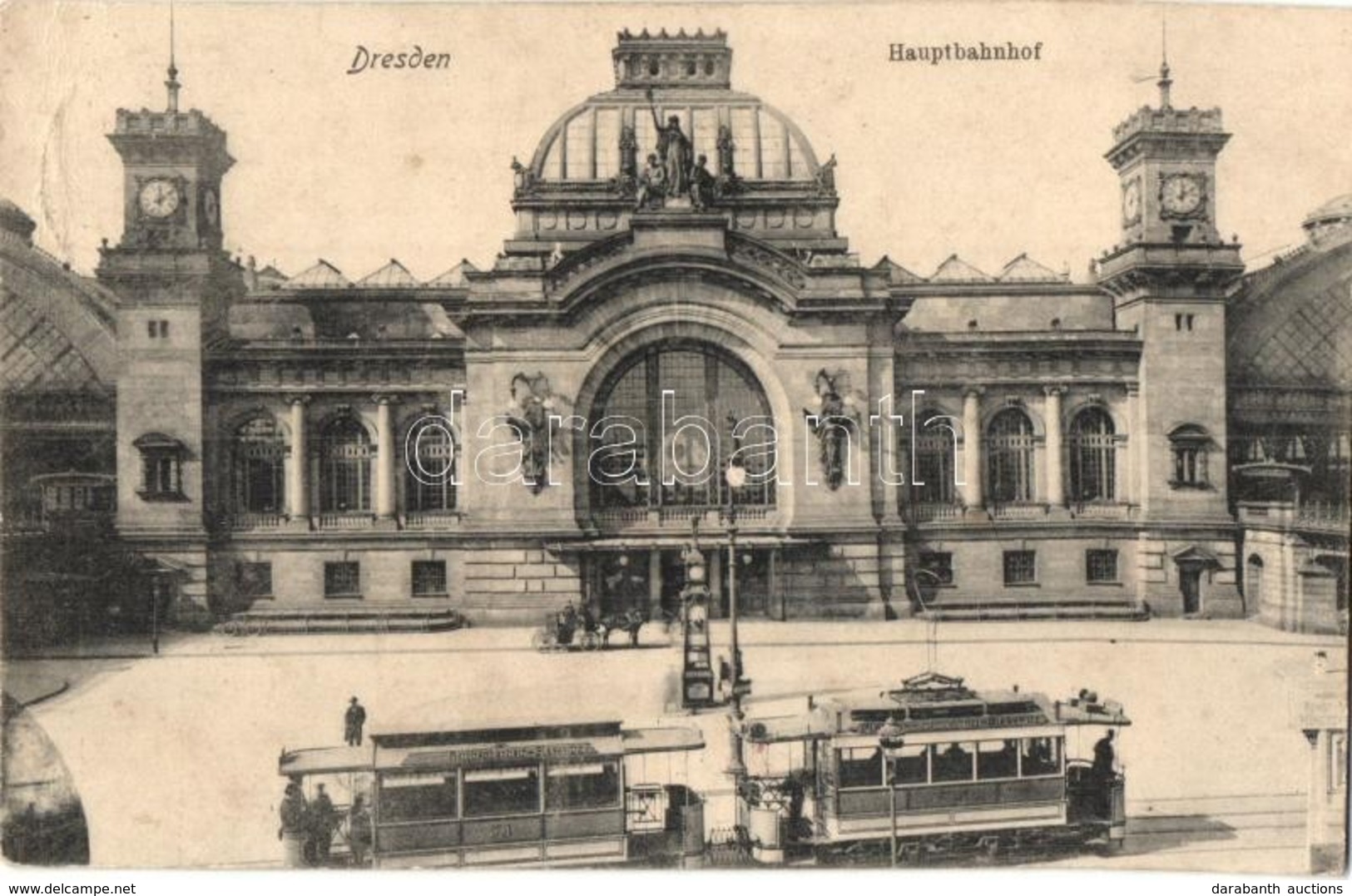 * T2/T3 Dresden, Hauptbahnhof. Orig-Aufn. V. R. Brauneis / Railway Station, Tram (Rb) - Unclassified