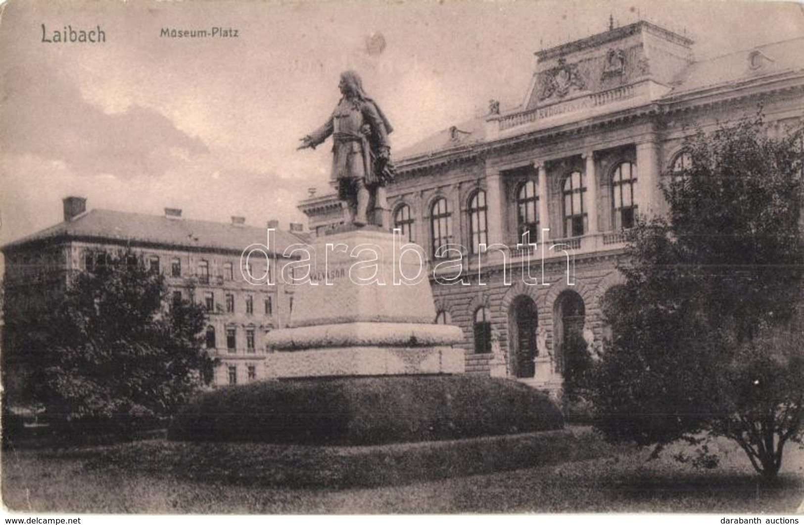 ** T2/T3 Ljubljana, Laibach; Museum Platz / Museum Square, Valvasor Statue (EK) - Ohne Zuordnung