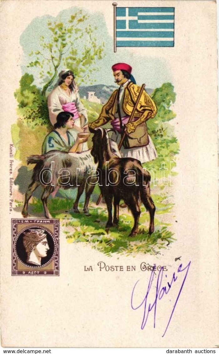 T2 La Poste En Grece; Kunzli Freres Editeurs / Greek Post, Folklore, Litho - Sin Clasificación