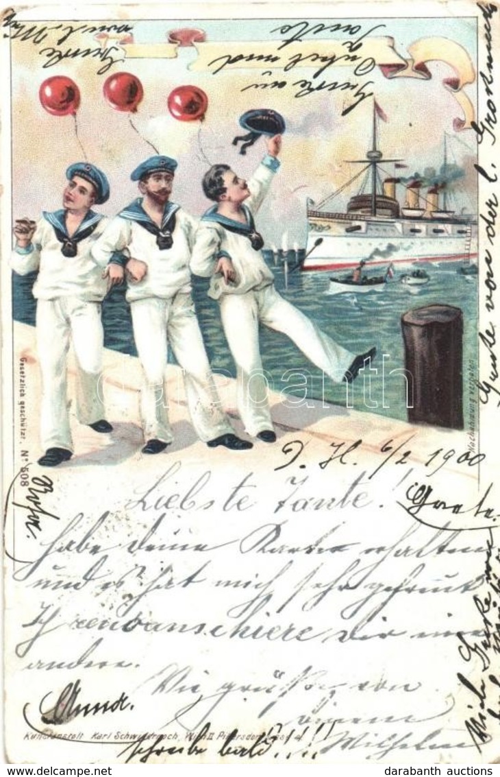 T2/T3 1900 K.u.K. Kriegsmarine. Mariners Humour Greeting Card. E.G. 86. Litho (EK) - Unclassified