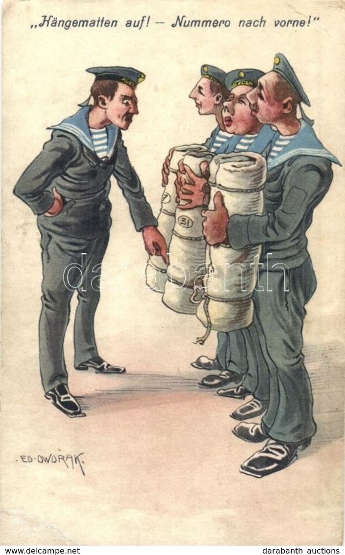T2/T3 Hängematten Auf! / Nummero Nach Vorne / K.u.K. Kriegsmarine Mariners Humour Art Postcard. C. Fano 8. 1914/15. + K. - Sin Clasificación