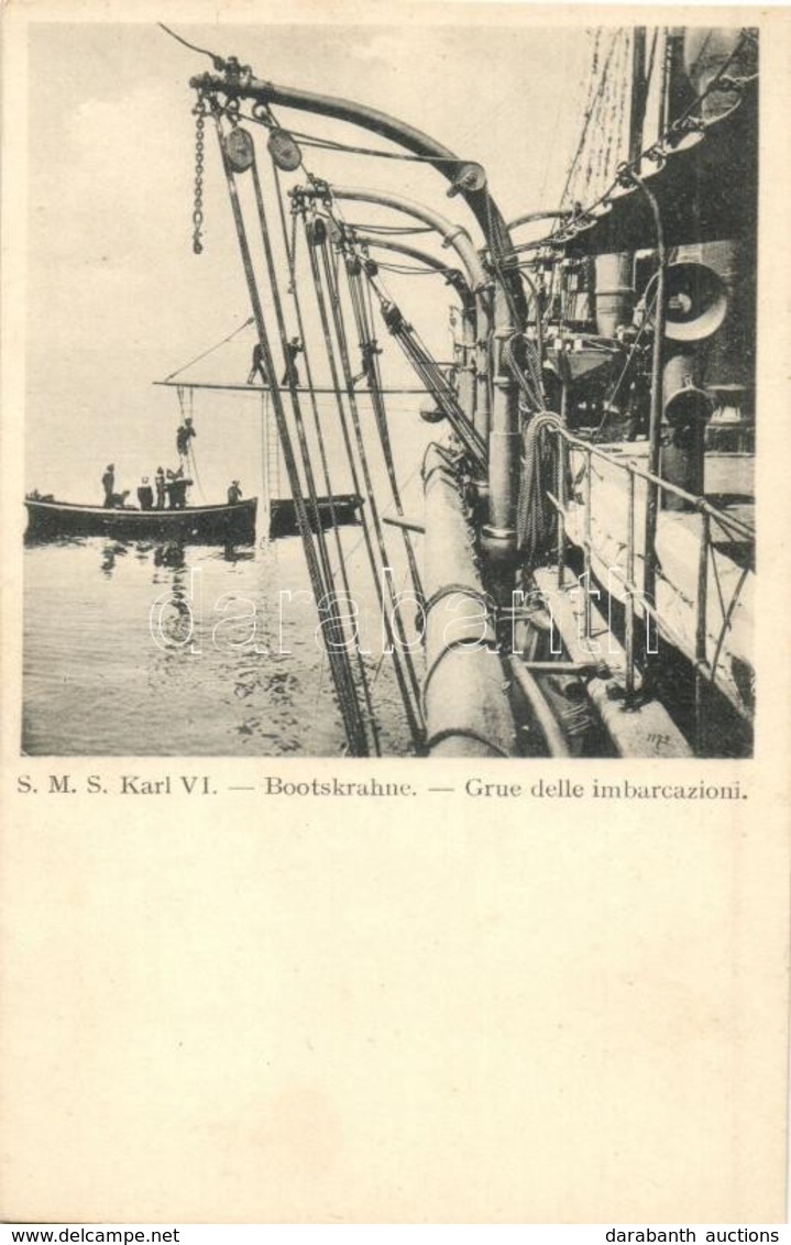 ** T1/T2 SMS Kaiser Karl VI. Bootskrahne / SMS Kaiser Karl VI. Az Osztrák-Magyar Haditengerészet Páncélos Cirkálója, Csó - Sin Clasificación