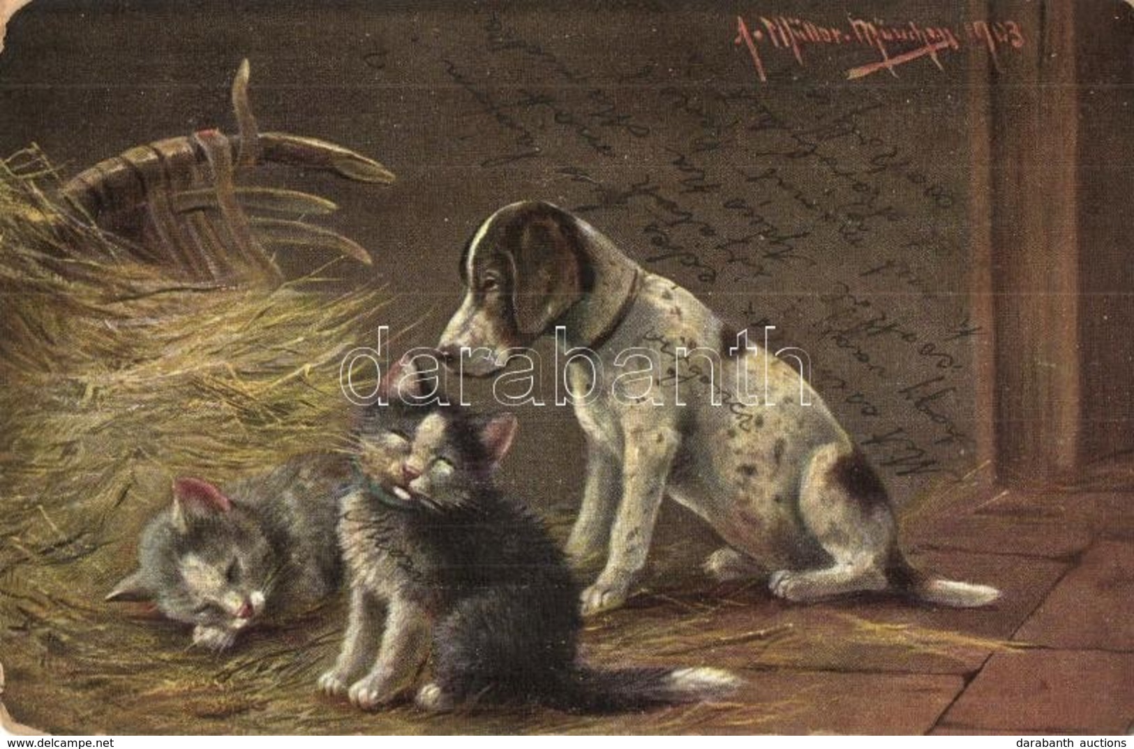 T3 Cats With Dog, C.B.St. No. 9303. S: A. Müller  (fl) - Ohne Zuordnung