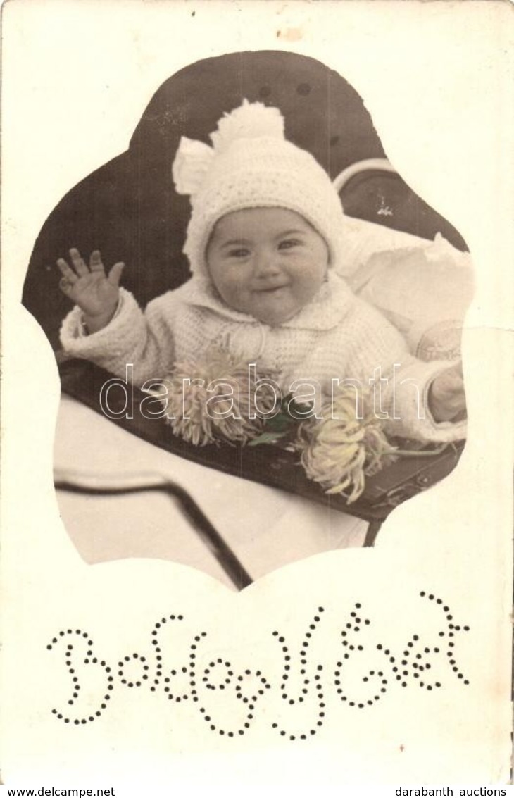 T3 1932 'Boldog Új Évet' / New Year Greeting, Baby, Photo (fa) - Ohne Zuordnung