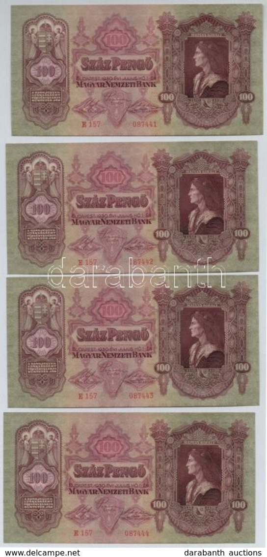 1930. 100P (4x) Sorszámkövet?k T:II - Sin Clasificación