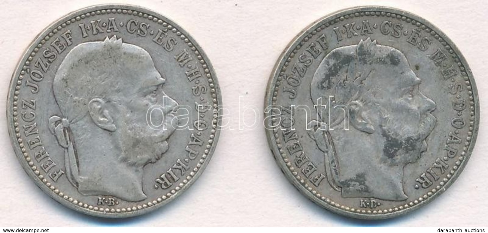 1893KB-1895KB 1K Ag 'Ferenc József' (2x) T:3 Patina Adamo K5 - Ohne Zuordnung