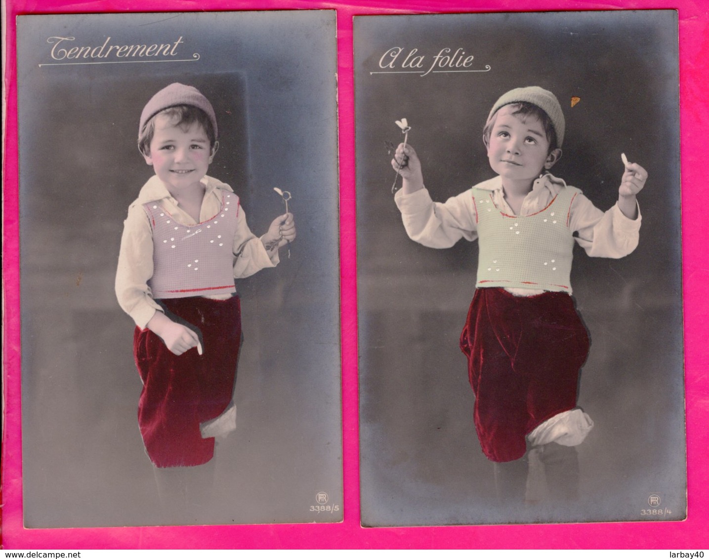 6 Cpa Serie   Cartes Postales Ancienne    - Enfant Elle M Aime Un Peu Beaucoup - Taferelen En Landschappen