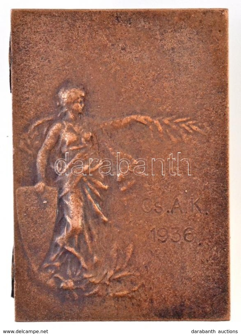 1936. Sport Emlékplakett, öntött Br, 'Cs.A.K 1936' Gravírozással és 'Huguenin' Gyártói Jelzéssel (37x53mm) T:2 Peremen A - Ohne Zuordnung