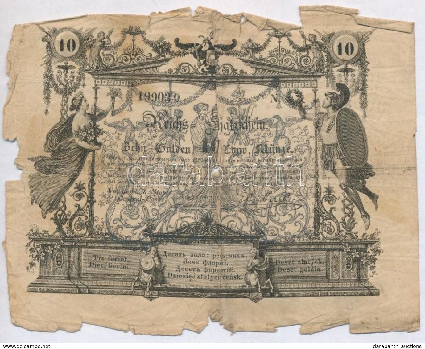 Ausztria 1851. 10G T:IV,V
Austria 1851. 10 Gulden C:G,Pr
Krause A136. - Sin Clasificación