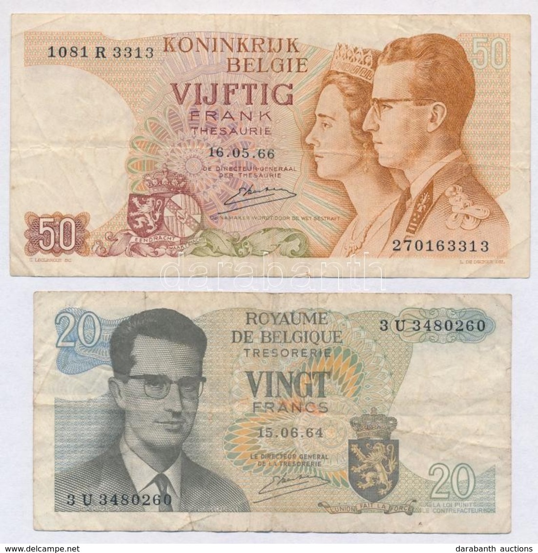 Belgium 1964. 20Fr + 1966. 50Fr T:III- Szakadás
Belgium 1964. 20 Francs + 1866. 50 Francs C:VG Tear - Sin Clasificación