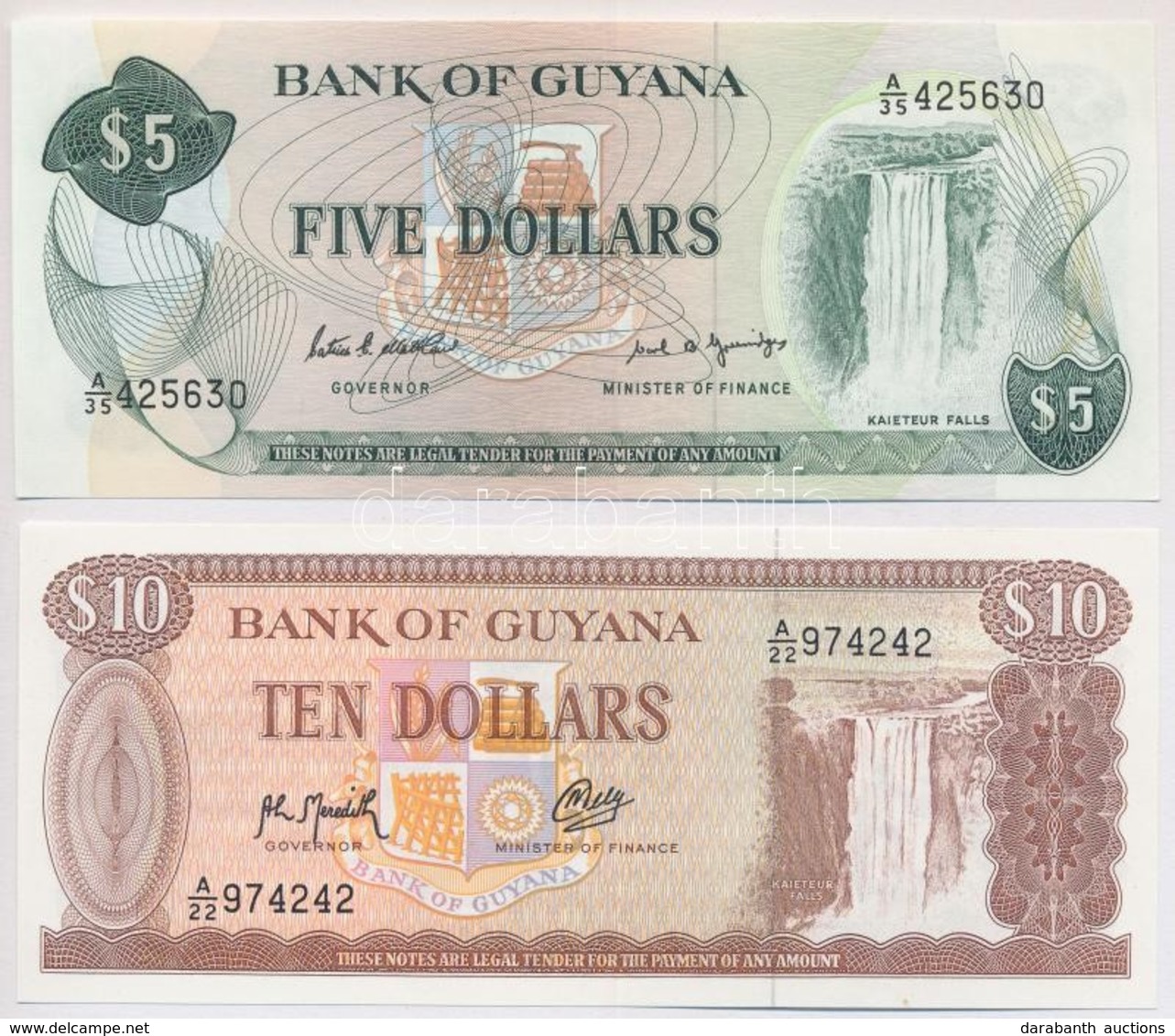 Guyana 1989. 5$ + ~1992. 10$ T:I
Guyana 1989. 5 Dollars + ~1992. 10 Dollars C:UNC
Krause 22, 23 - Sin Clasificación