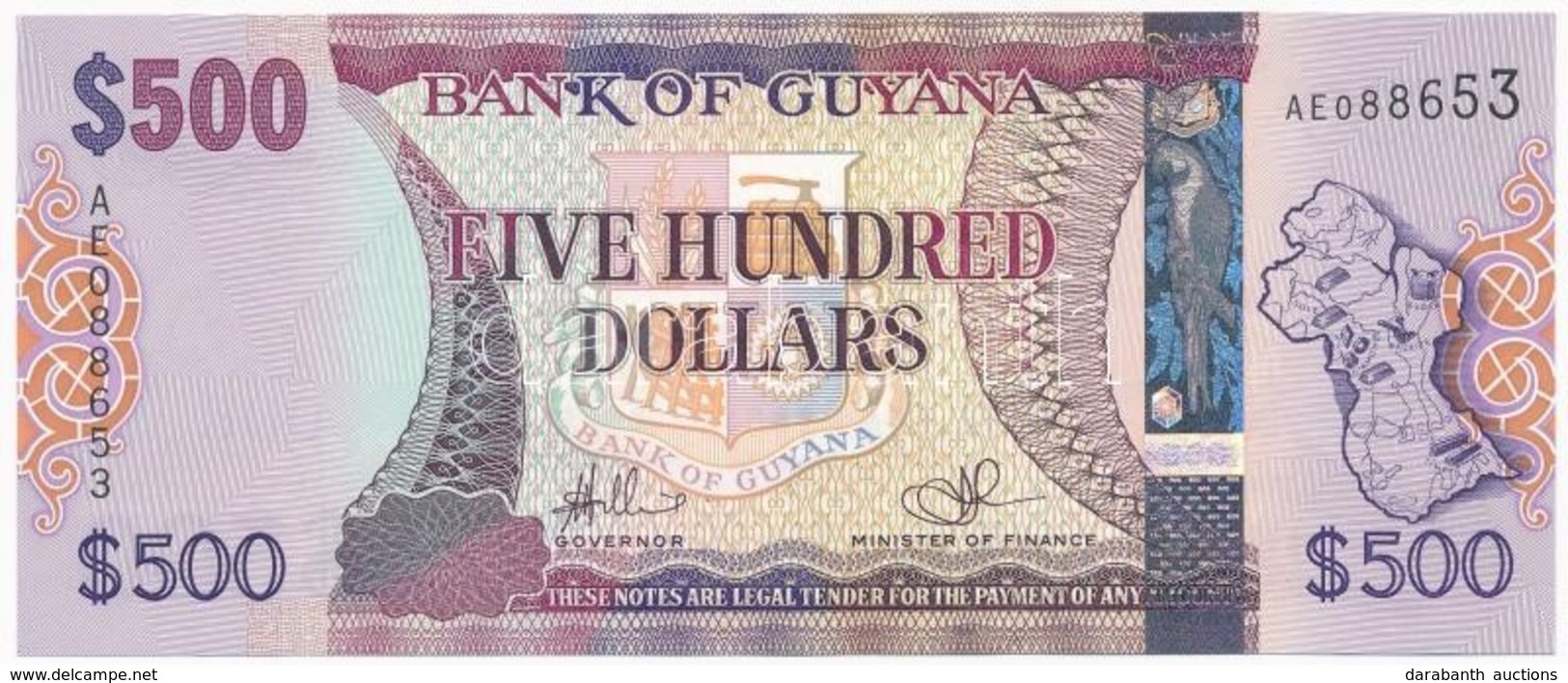 Guyana 2011. 500$ T:I
Guyana 2011. 500 Dollars C:UNC - Sin Clasificación