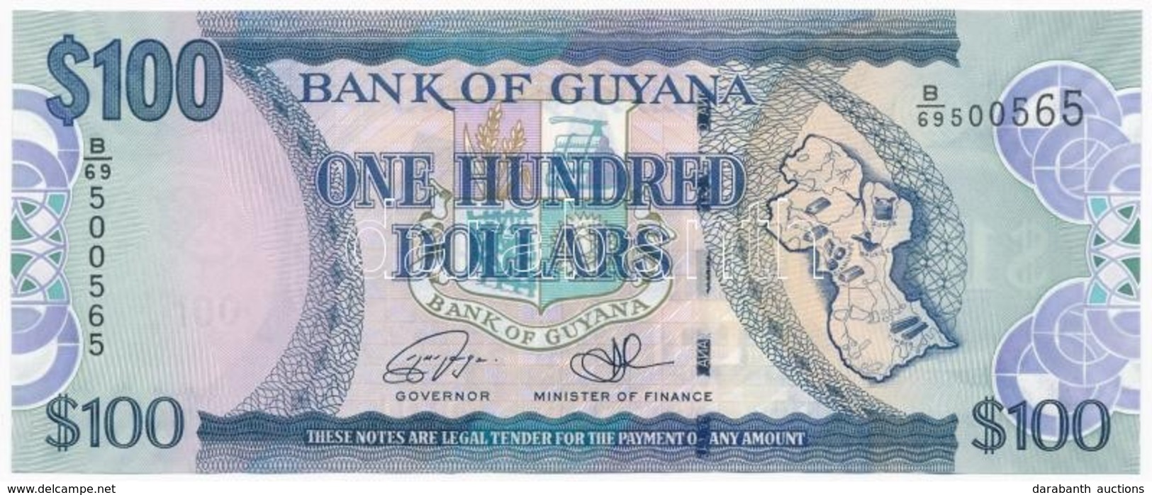 Guyana 2016. 100$ T:I
Guyana 2016. 100 Dollars C:UNC - Sin Clasificación