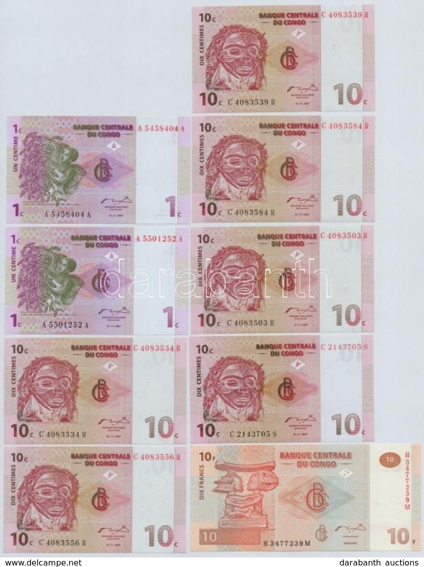 Kongó 1997. 1c (2x) + 10c (6x) + 2003. 10Fr T:I
Congo 1997. 1 Centime (2x) + 10 Centimes (6x) + 2003. 10 Francs C:UNC - Sin Clasificación