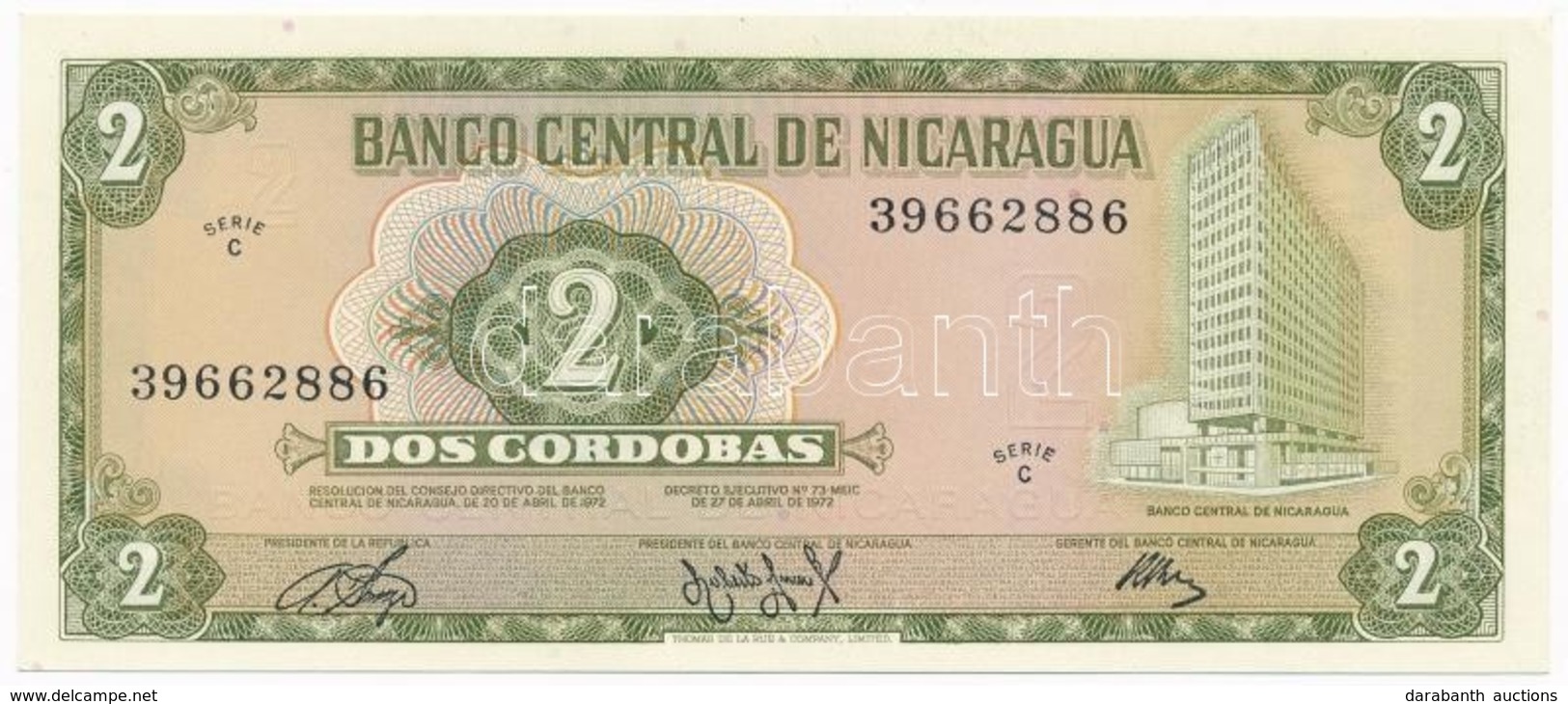 Nicaragua 1972. 2C T:I
Nicaragua 1972. 2 Cordobas C:UNC
Krause 121 - Ohne Zuordnung