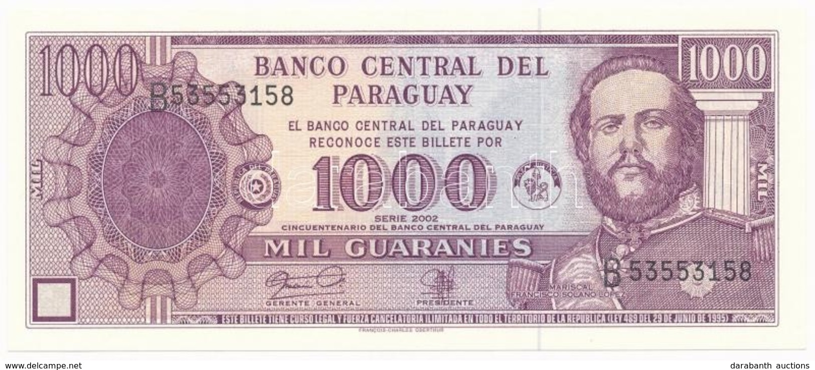 Paraguay 2002. 1000G T:I
Paraguay 2002. 1000 Guaranies C:UNC - Ohne Zuordnung