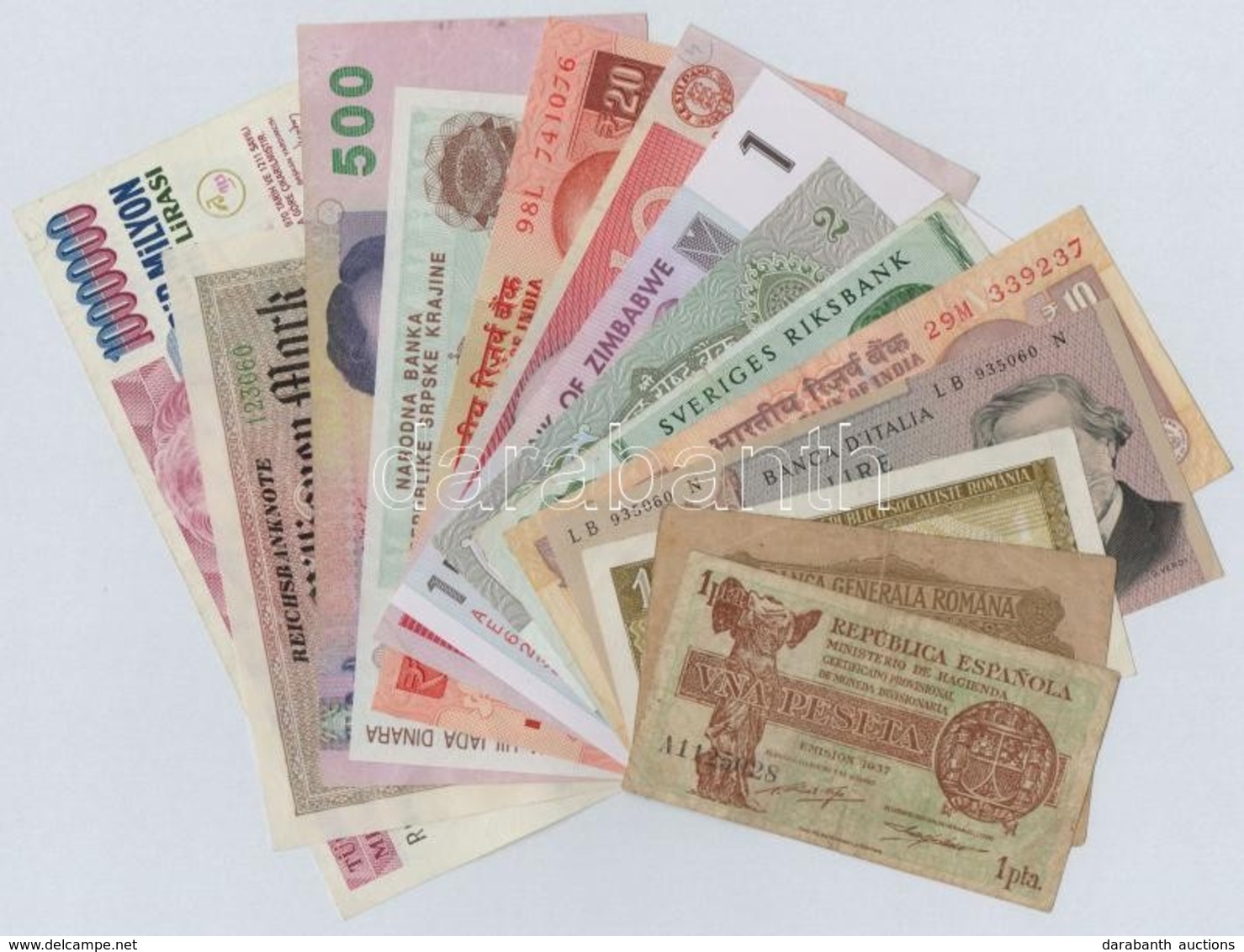 14db-os Vegyes Külföldi Bankjegy Tétel, Közte India, Olaszország, Románia, Svédország T:I-III
14pcs Of Various Banknotes - Ohne Zuordnung