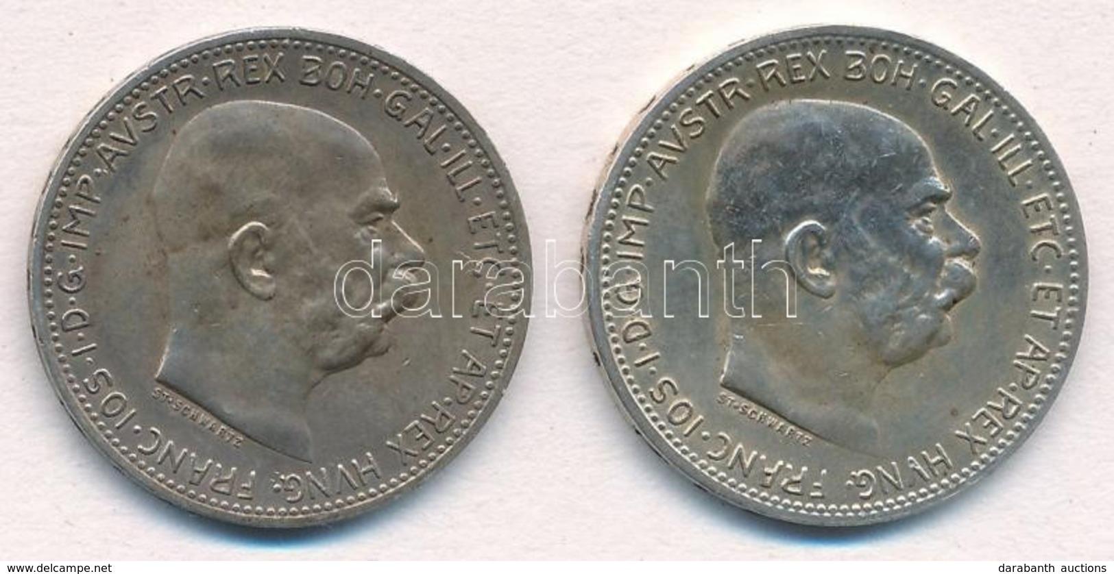 Ausztria 1915. 1K Ag 'Ferenc József' (2x) T:1-,2
Austria 1915. 1 Corona 'Franz Joseph' (2x) C:AU,XF 
Krause KM#2820 - Sin Clasificación