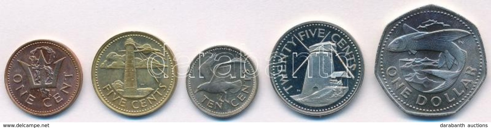 Barbados 1973. 1c-1$ (5xklf) T:1- (közte Egy PP)
Barbados 1973. 1 Cent - 1 Dollar (5xdiff) C:AU (with One PP) - Sin Clasificación