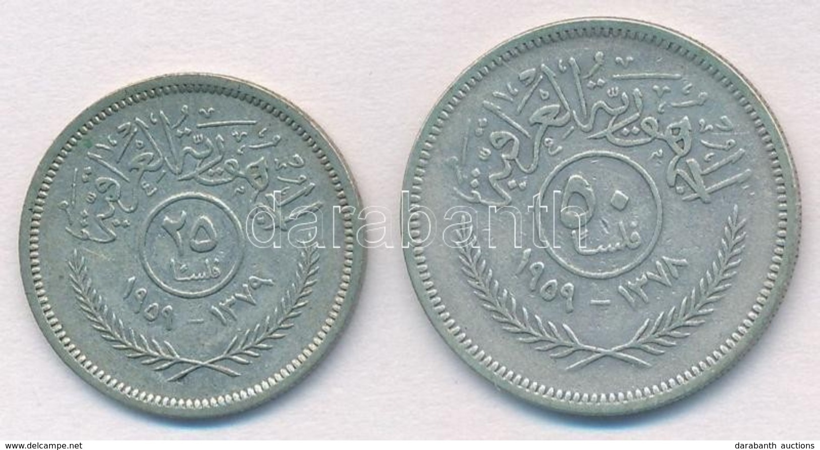 Irak 1959. 25f Ag + 50f Ag T:2
Iraq 1959. 25 Fils Ag + 50 Fils Ag C:XF - Sin Clasificación