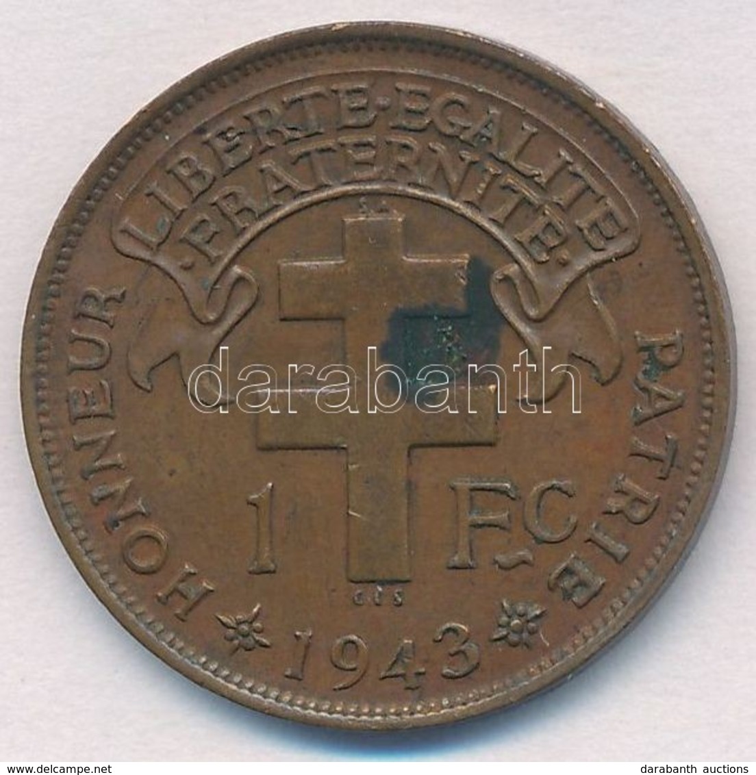 Kamerun / Francia Mandátumterület 1943. 1Fr Br T:2 Kis Patina
Cameroon / French Mandate 1943. 1 Franc Br C:XF Small Pati - Sin Clasificación