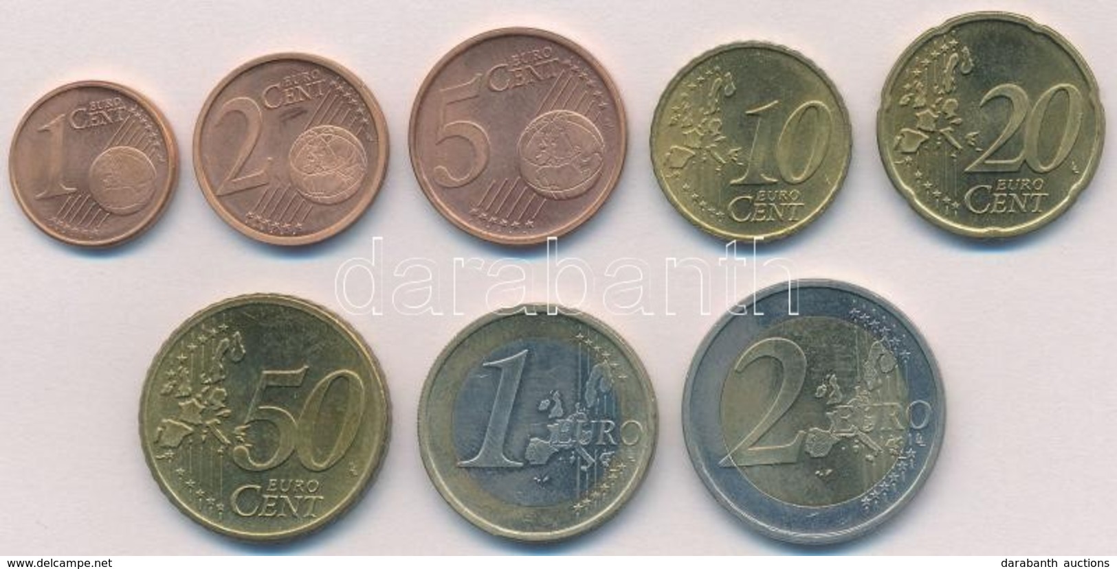 Németország 2002A 1c-2E (8xklf) Forgalmi Sor T:1-,2
Germany 2002A 1 Cent - 2 Euro (8xdiff) Coin Set C:AU,XF - Sin Clasificación