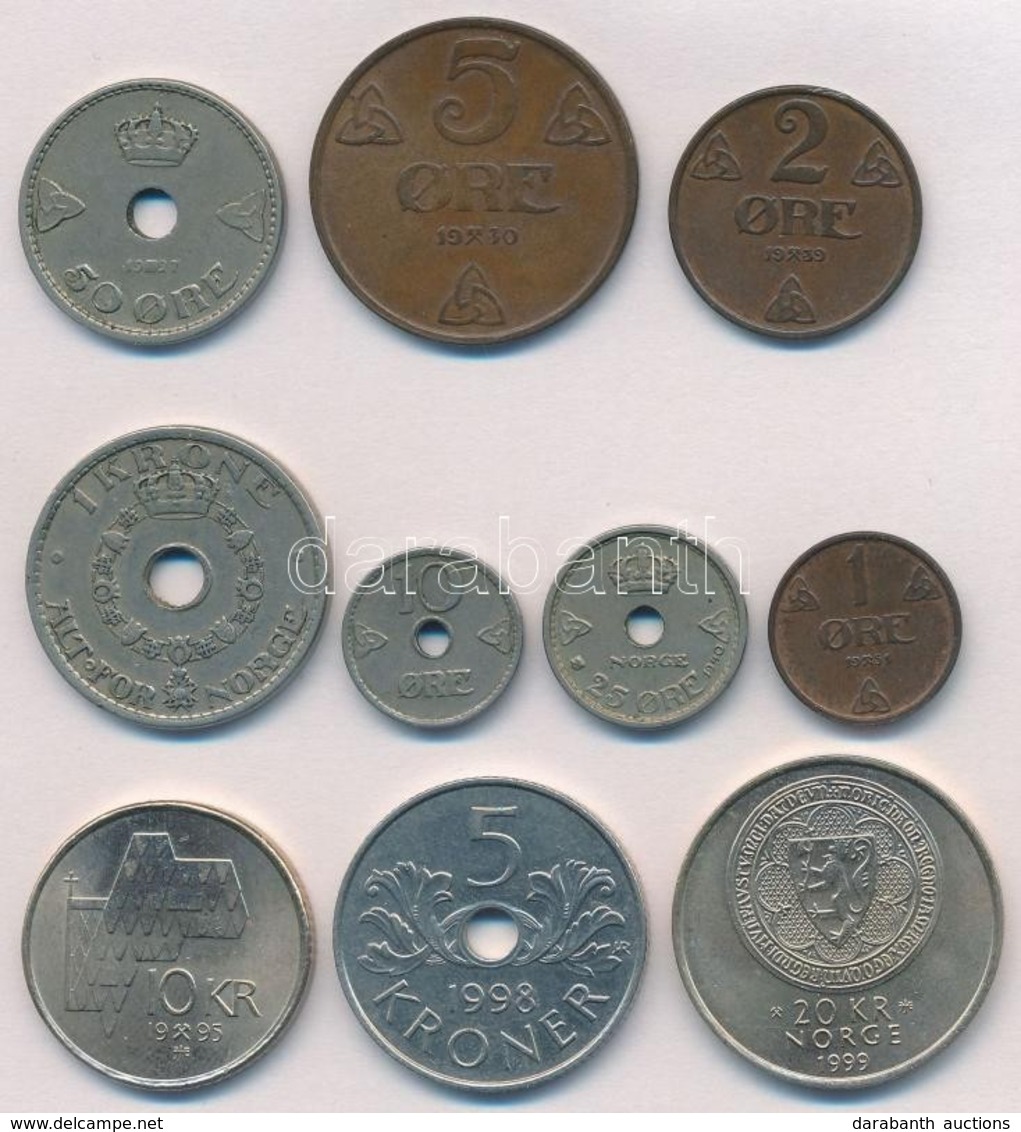 Norvégia 1927-1999. 1ö-20K (10xklf) T:1-,2
Norway 1927-1999. 1 Ore - 20 Kroner (10xdiff) C:AU,XF - Sin Clasificación