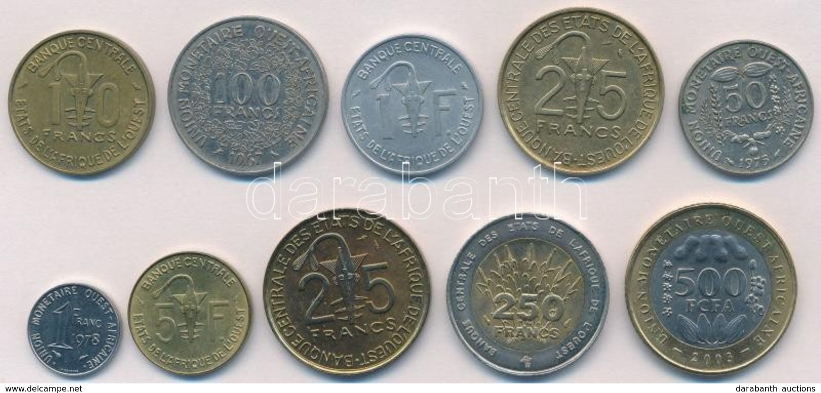 Nyugat-afrikai Államok 1964-2003. 1Fr-500Fr (10xklf) T:1-,2
West African States 1964-2003. 1 Franc - 500 Francs (10xdiff - Sin Clasificación