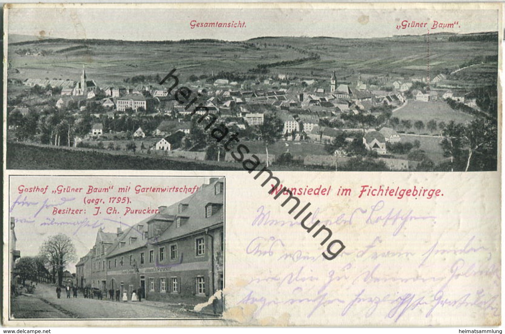 Wunsiedel - Gasthof Grüner Baum - Besitzer J. Ch. Purucker - Verlag Löffler & Co Greiz - Wunsiedel