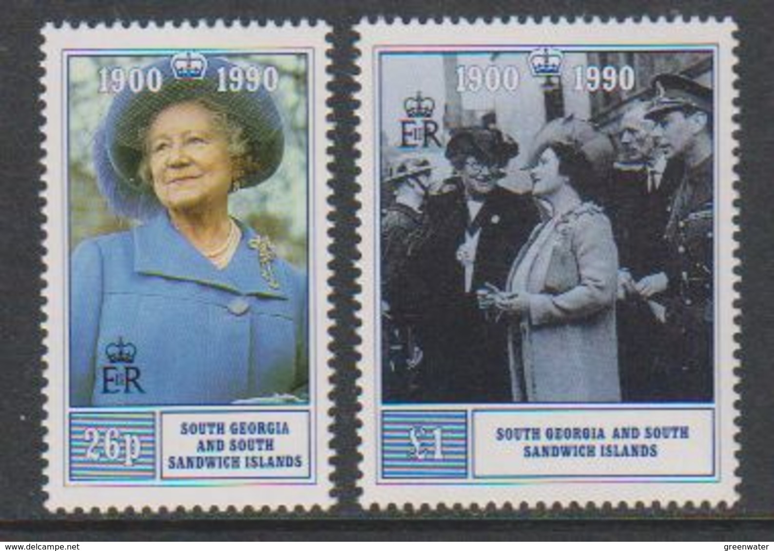 South Georgia 1990 90th. Birthday Queen Mother 2v ** Mnh (39452N) - Zuid-Georgia