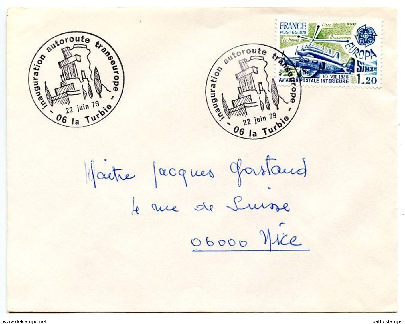 France 1979 Philatelic Cover La Turbie, Inauguration Of Transeuropean Autoroute - Commemorative Postmarks