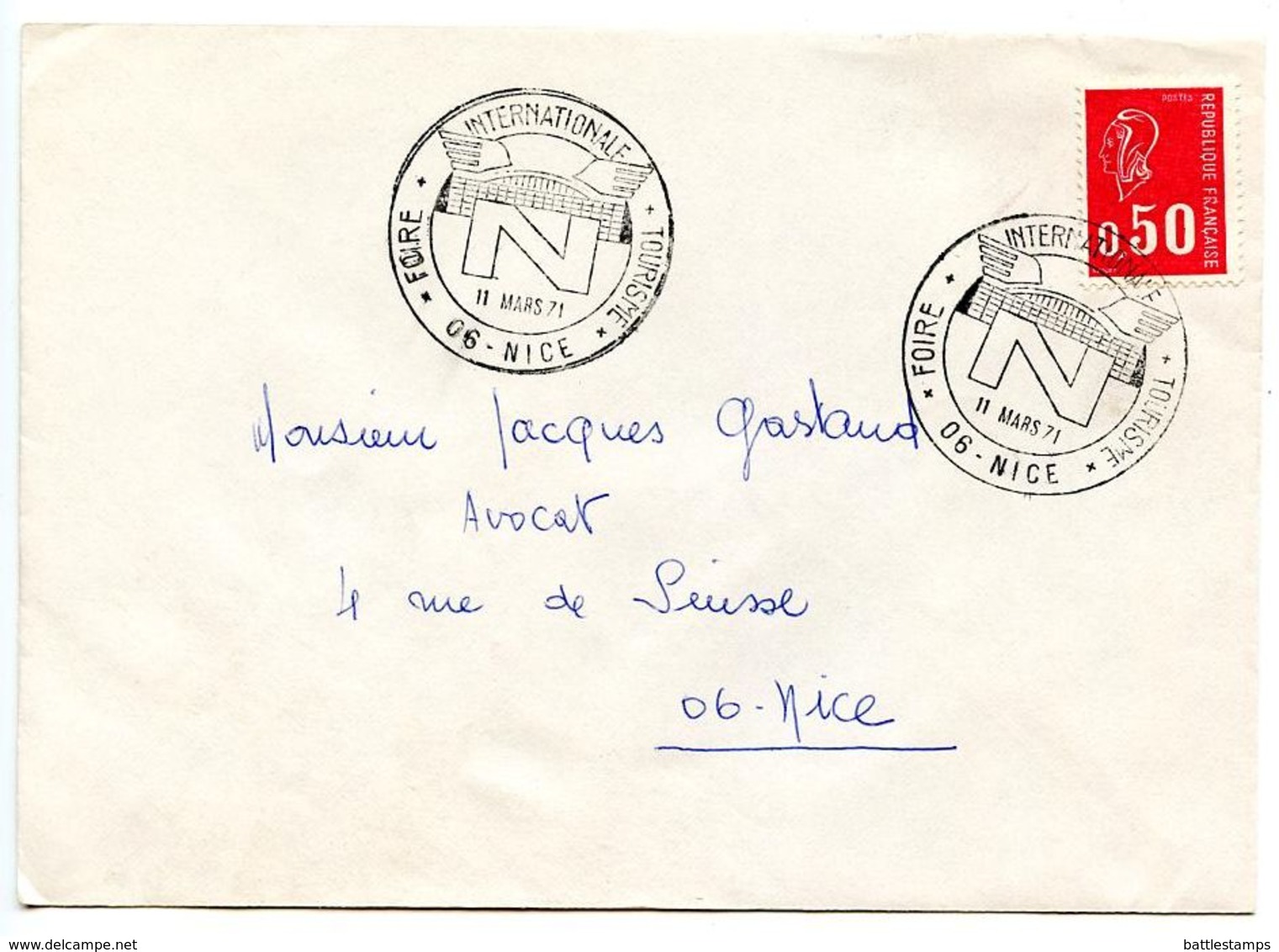 France 1971 Philatelic Cover Nice, International Tourism Fair - Commemorative Postmarks