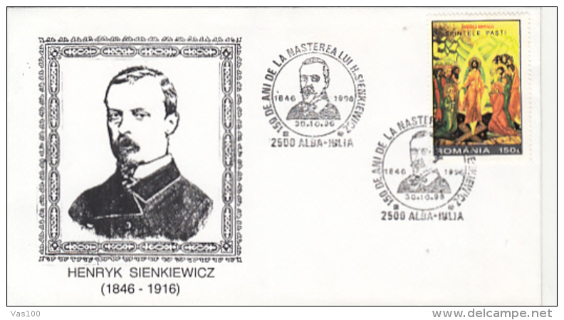 WRITERS, HENRYK SIENKIEWICZ, SPECIAL COVER, 1996, ROMANIA - Writers