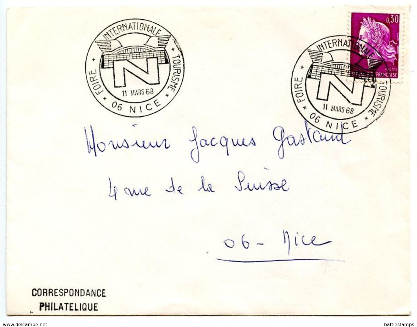 France 1968 Philatelic Cover Nice, International Tourism Fair - Commemorative Postmarks