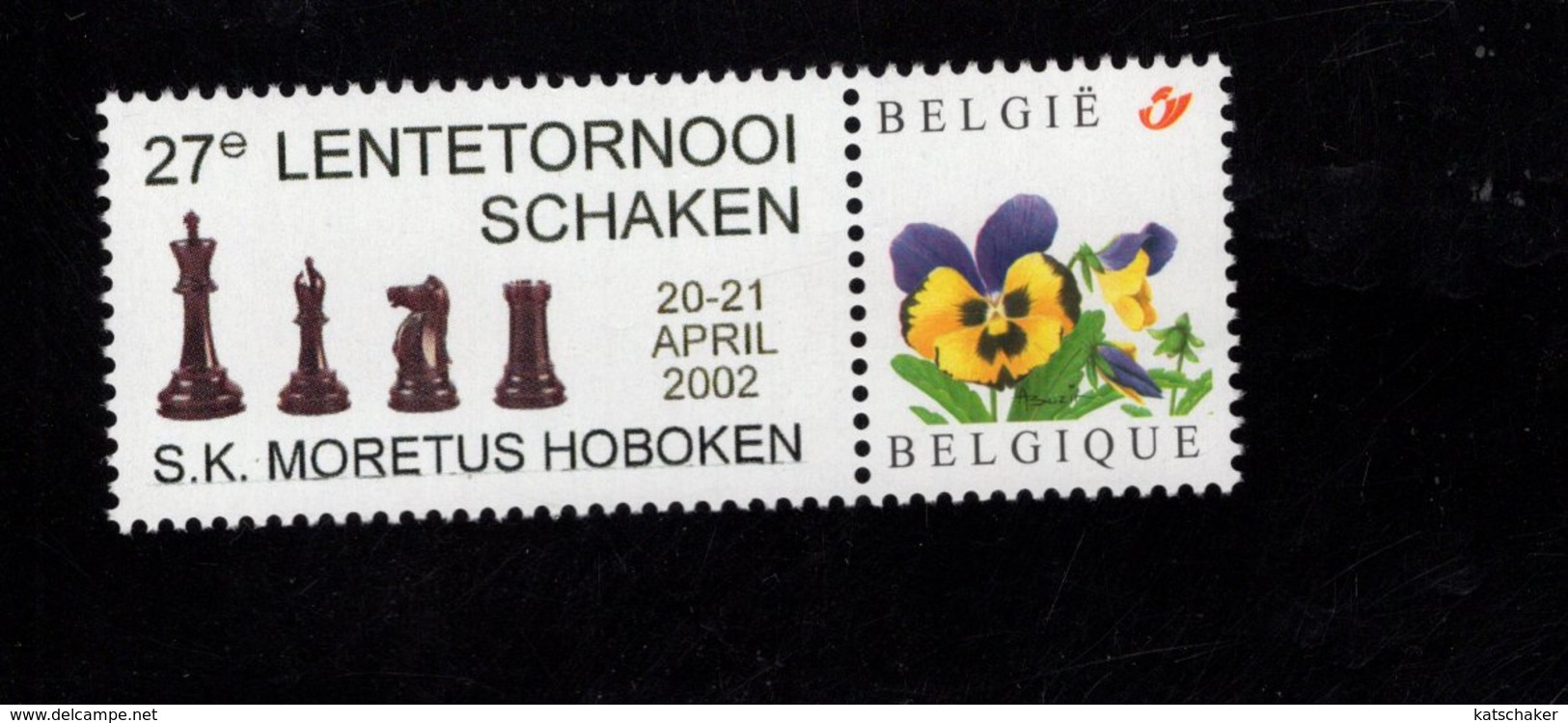 604707073 BELGIE PERSOONLIJKE ZEGEL  SCHAAK ECHEC CHESS 27 LENTETORNOOI MORETUS HOBOKEN 2002 - Other & Unclassified