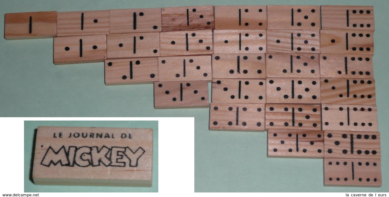 Rare Petit Jeu De Dominos En Bois, Le Journal De MICKEY Domino, Walt Disney - Autres & Non Classés