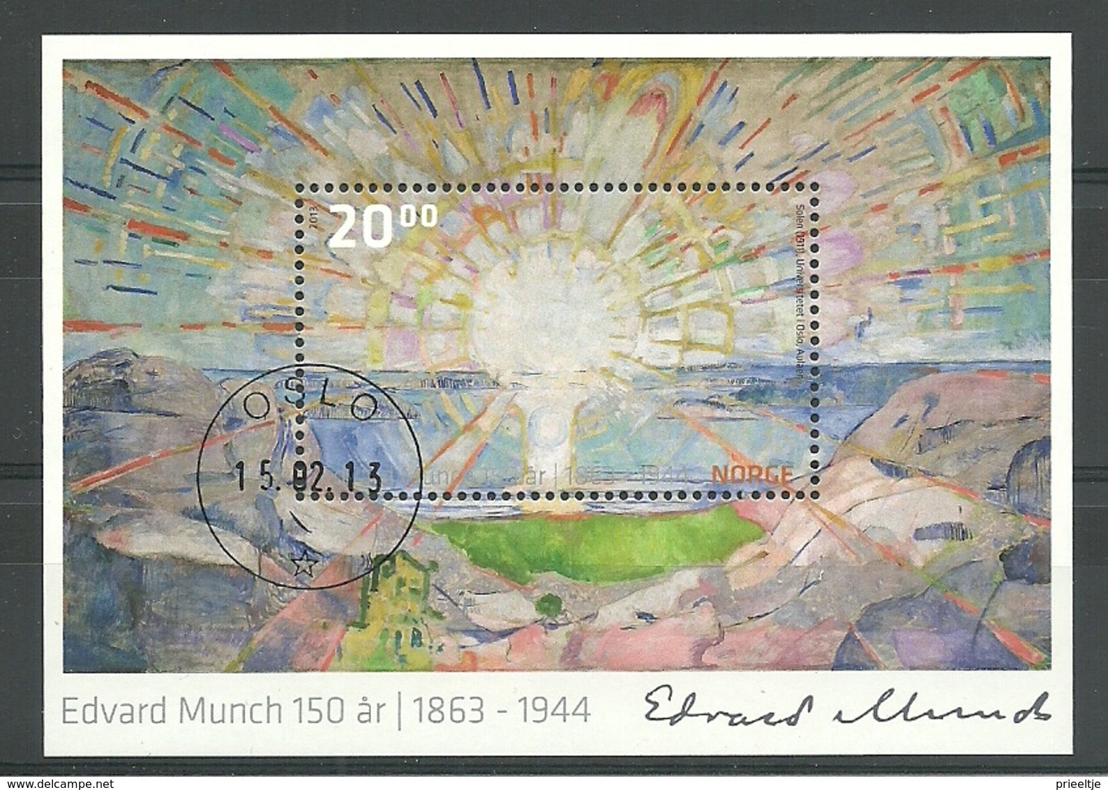 Norway 2013 Edvard Munch 1580th Anniv. S/S  Y.T. BF 45 (0) - Blocks & Sheetlets