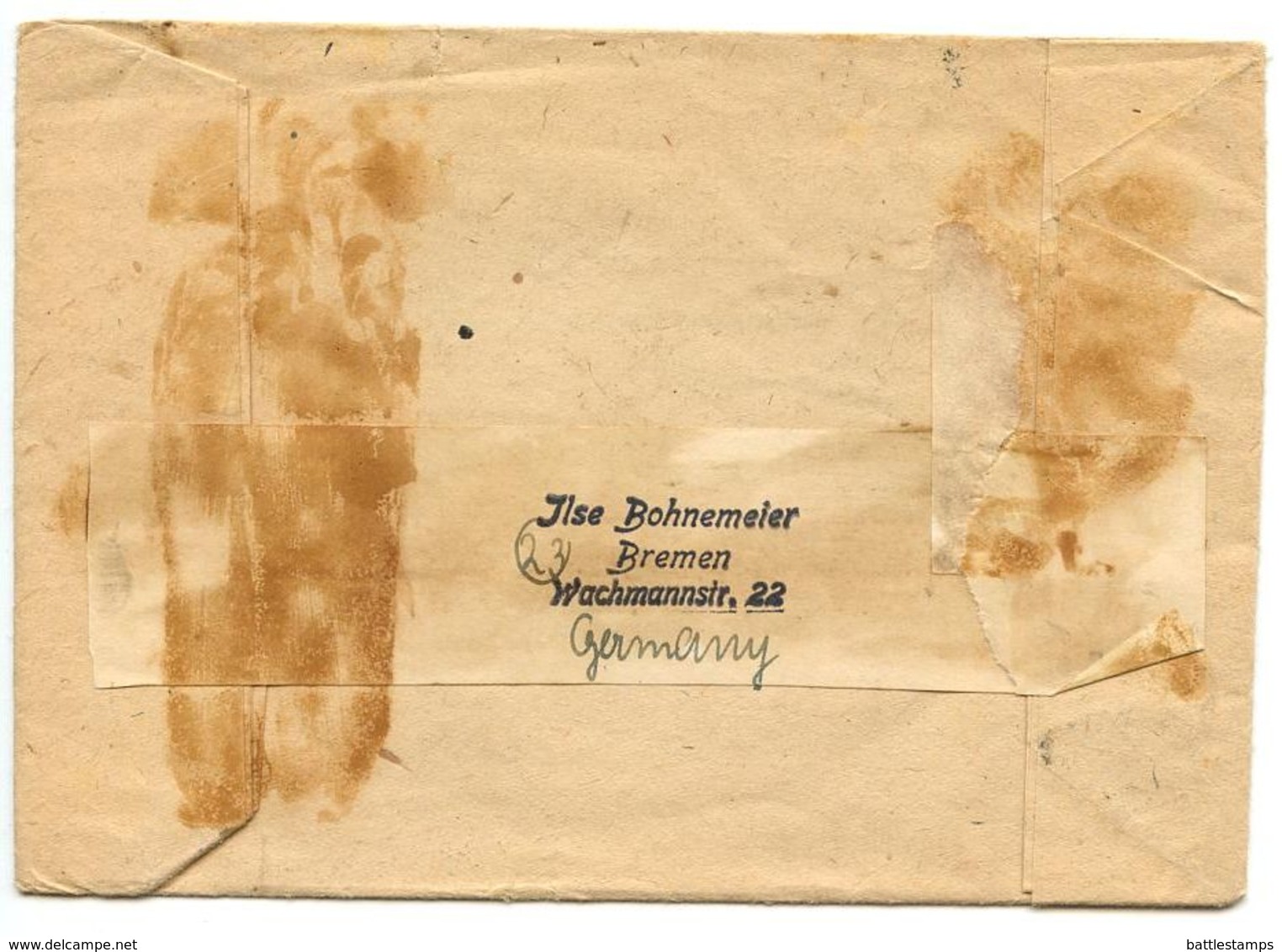 Germany 1940‘s Cover Bremen To Montgomery, Alabama W/ Scott 553 - Brieven En Documenten
